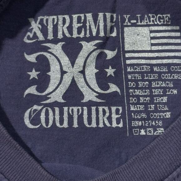 Vintage Y2K Xtreme Couture Affliction Style Purple T-Shirt XL Motor Club Skull - Picture 4 of 7